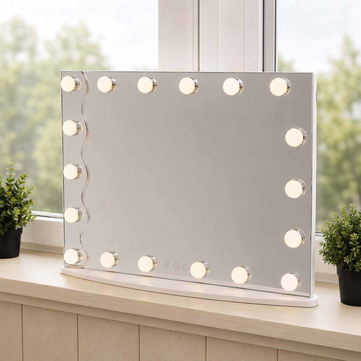 Holivudo stiliaus kosmetinis veidrodis su LED apšvietimu