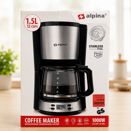 „Alpina“ filtrinis kavos aparatas – 1,5 l / 12 puodelių